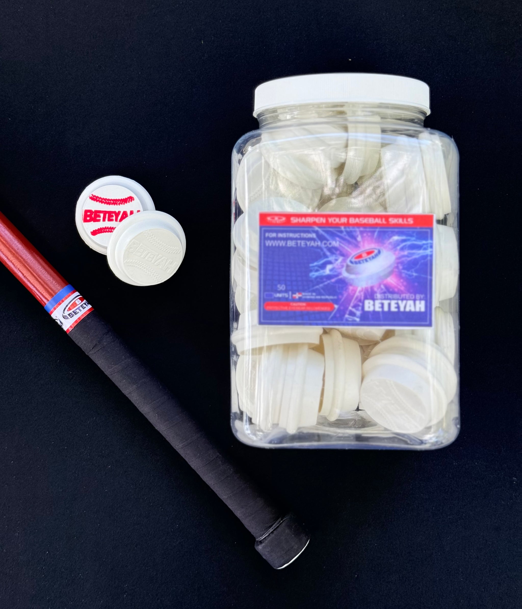BETEYAH Combo Kit  - 1 Bat + 50 Caps Bucket