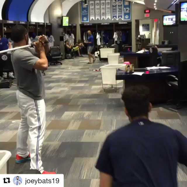 Jose Bautista & Edwin Encarnacion practising with Beteyah
